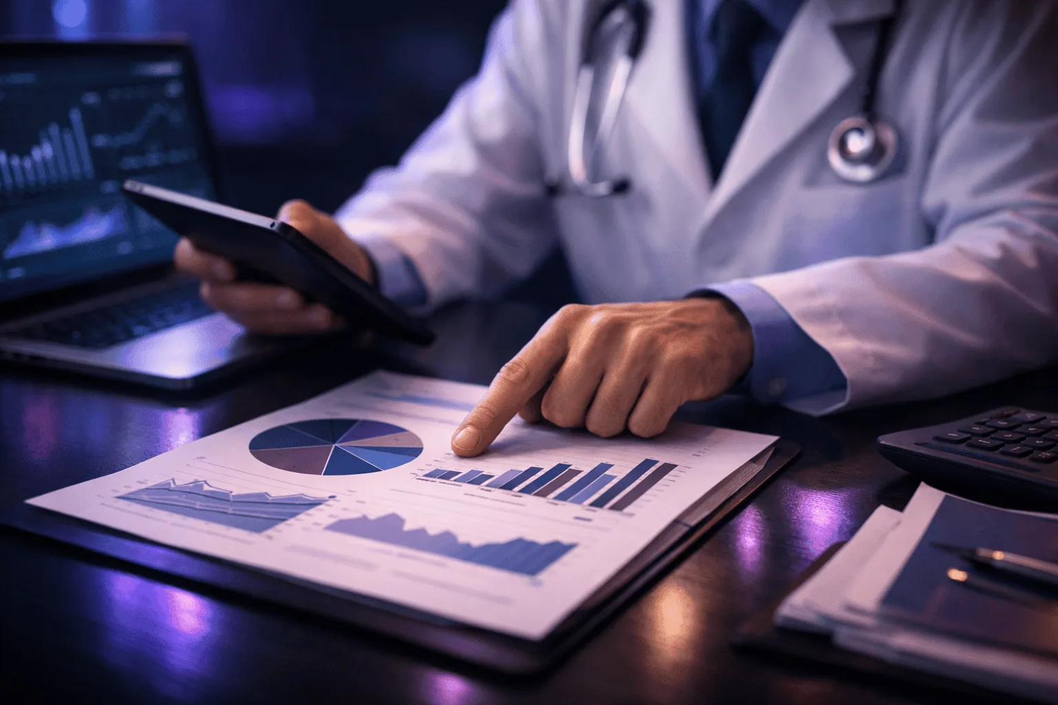 profissional realizando auditoria médica com apoio da inteligência artificial