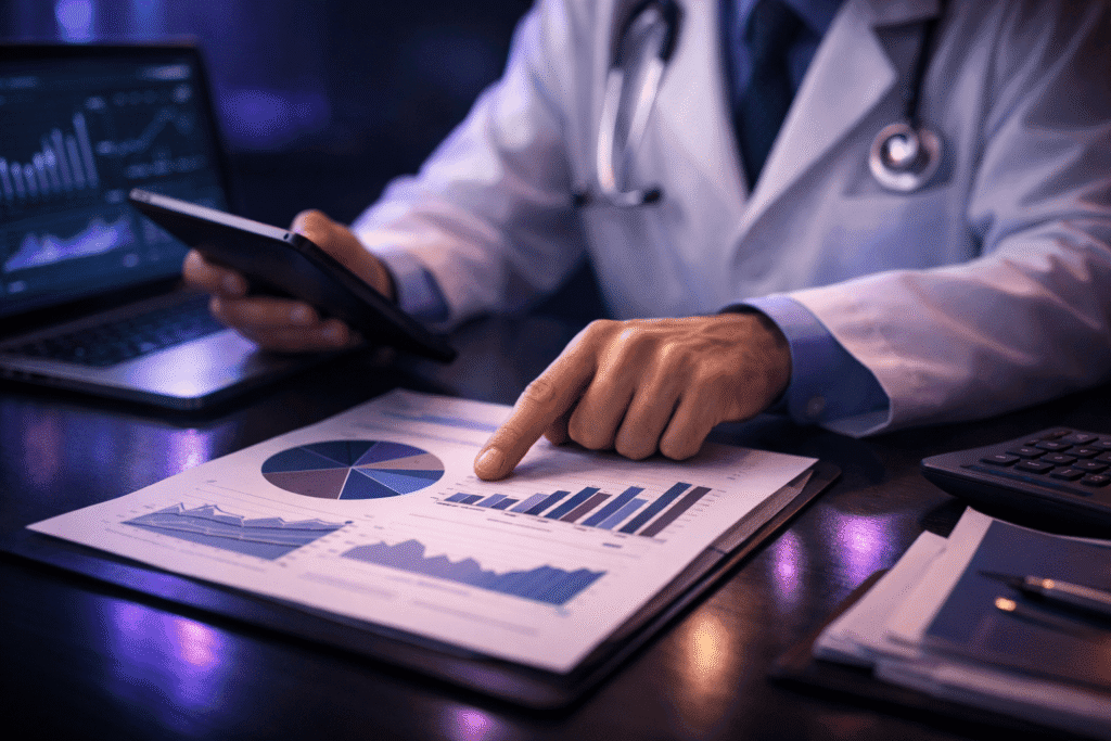 profissional realizando auditoria médica com apoio da inteligência artificial